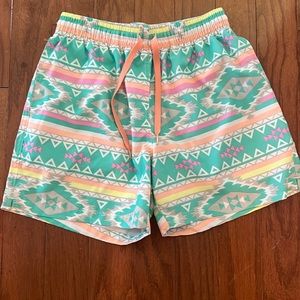 Men’s Chubbies classic swim trunk size small Teal Grometric